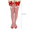thumbnail image 2 of LYXSSBYX Fuzzy Socks for Women Hot Sale Clearance Women Christmas Long Tube Knee Socks Striped Garter Bow Hair Ball Christmas Party, 2 of 2