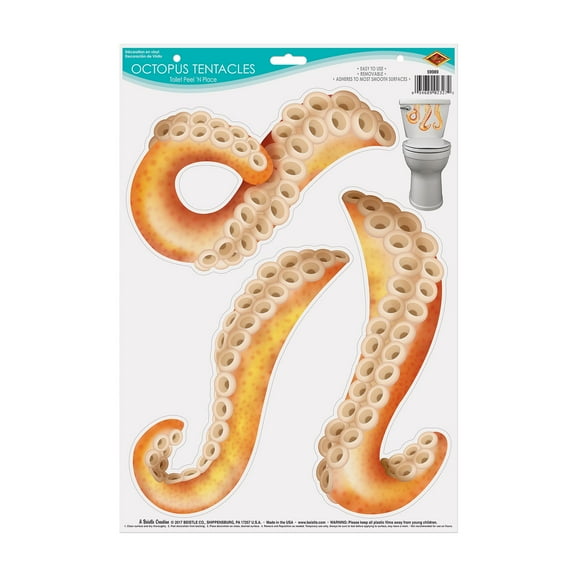 Party Central Club Pack of 12 Orange and Brown Octopus Tentacles Toilet Tank Peel Place Party Decors