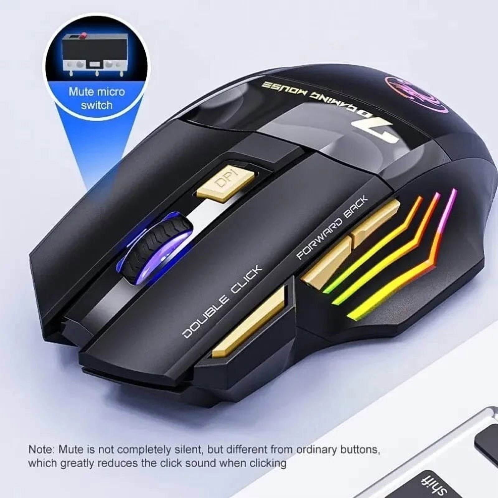 Wireless Gaming Mouse USB IMICE GW-X7 3200DPI Dual Mode Rechargeable 7 Keys 2.4Ghz Silent Mouse Bluetooth 7-color Breathing LED