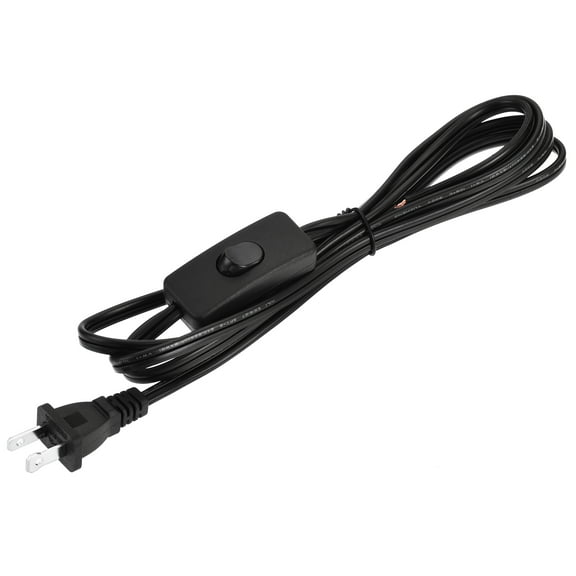 Uxcell Polyvinyl Chloride US Plug Lamp Cord with Switch SPT-2 18AWG Power Wire 1.8M Black UL Listed