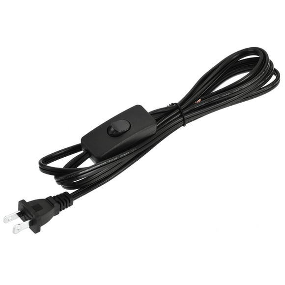 Uxcell Polyvinyl Chloride US Plug Lamp Cord with Switch SPT-2 18AWG Power Wire 1.8M Black UL Listed