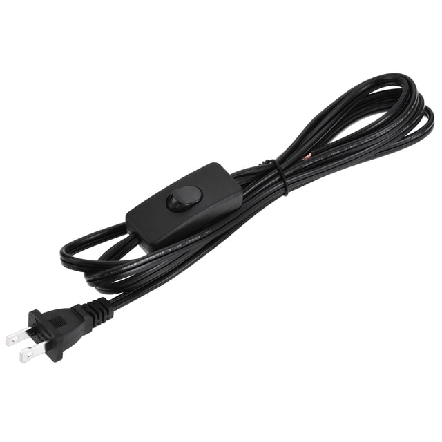 Uxcell Polyvinyl Chloride US Plug Lamp Cord with Switch SPT-2 18AWG Power Wire 1.8M Black UL Listed