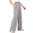 thumbnail image 3 of Love Tree Womens Smocked Waist Wide-Leg Tencel Summer Pants  (Gray, Large), 3 of 4