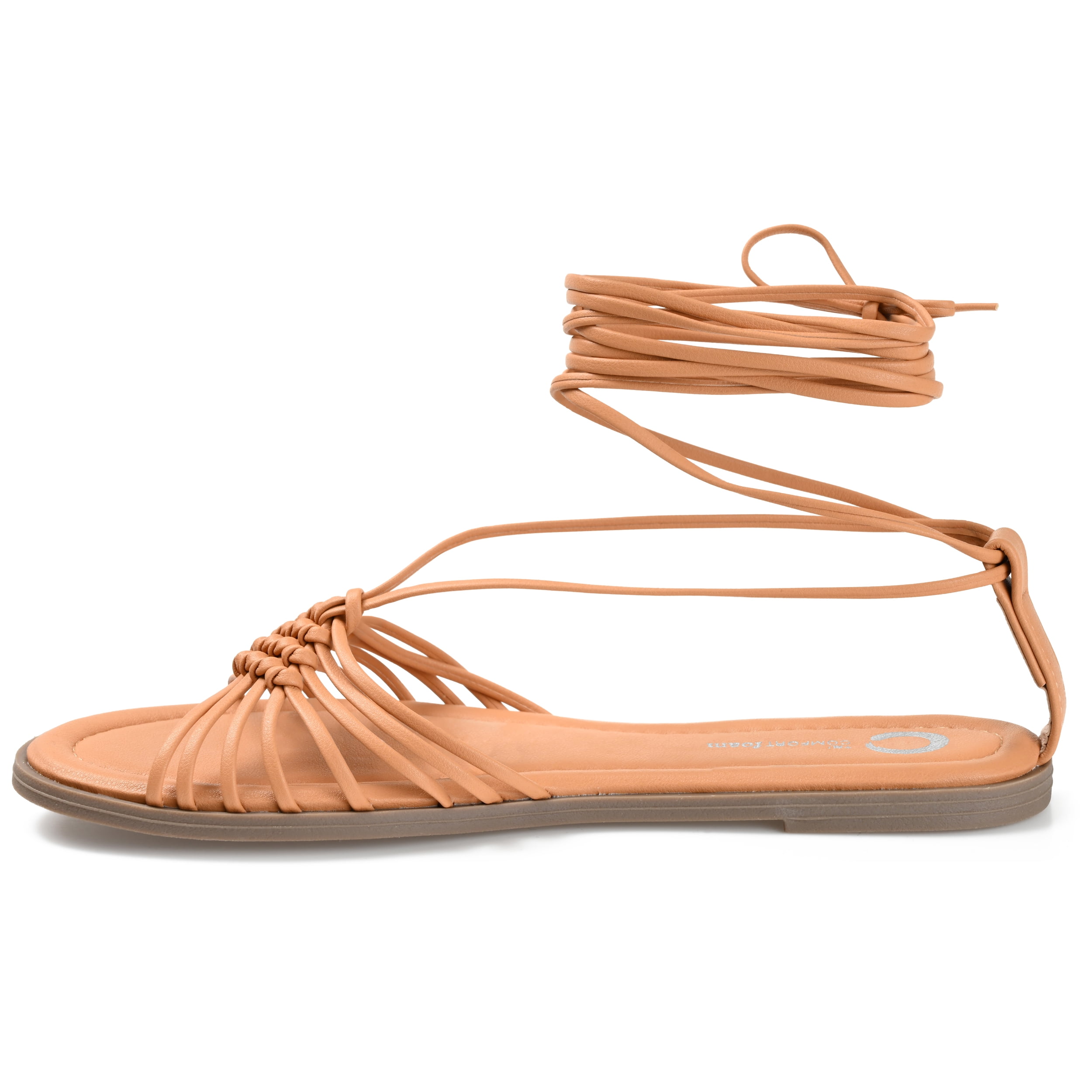 Journee Womens Jess Ankle Wrap Low Block Heel Sandals