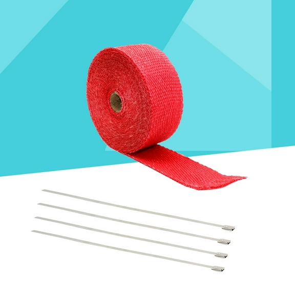 Worgeous 1.5mm * 25mm * 5mm Exhaust Heat Wrap Roll Header Tube Fiber Wrap Tape for Car Motorcycle (Red)