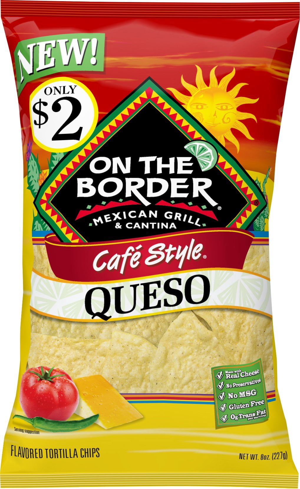 On The Border® Café Style® Queso Flavored Tortilla Chips 8 oz. Bag