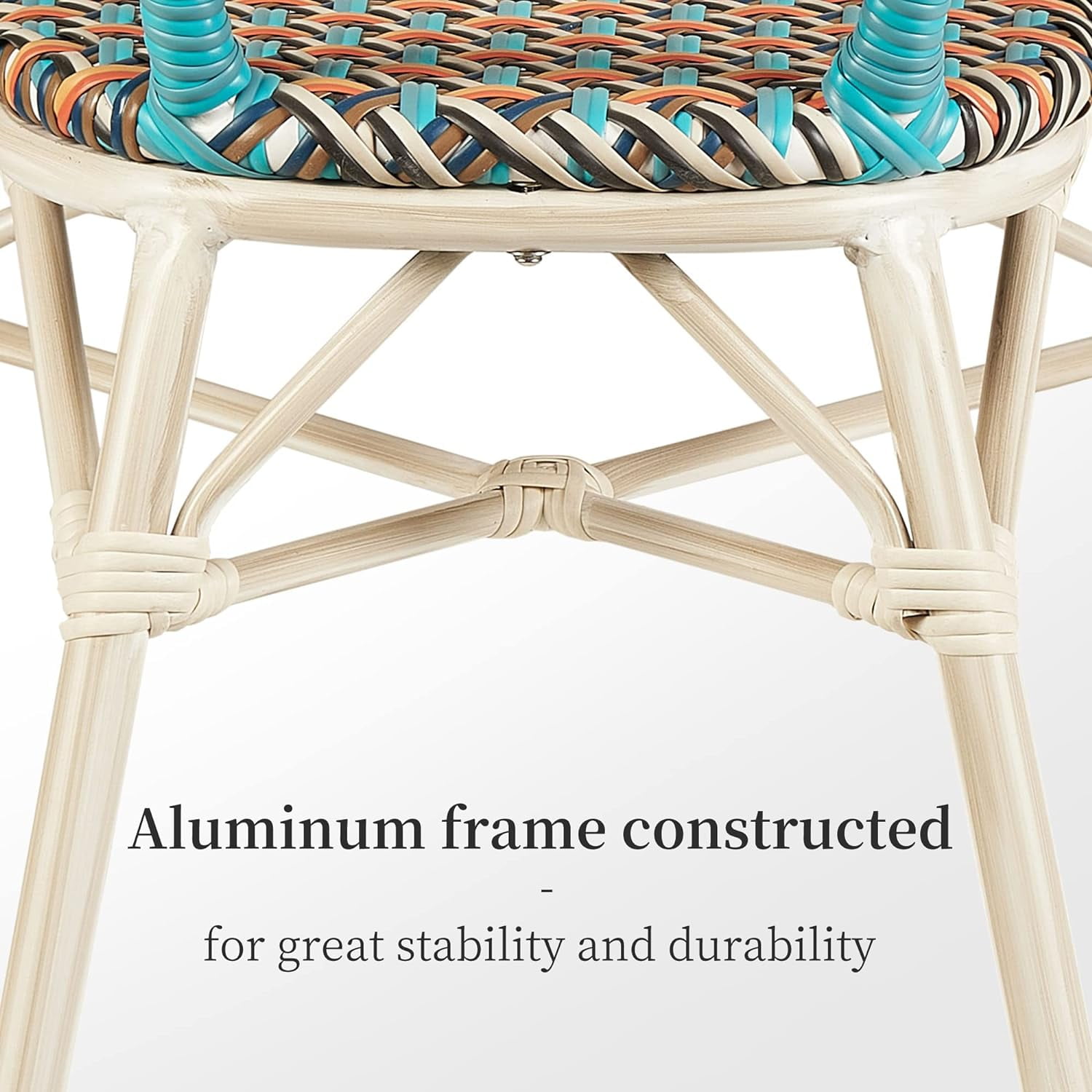 PURPLE LEAF Dining Chair Set of 2 Outdoor Dining Chairs French Hand-Woven Wicker White Print Finish Armchairs for Patio Porch Garden Indoor, Colorful