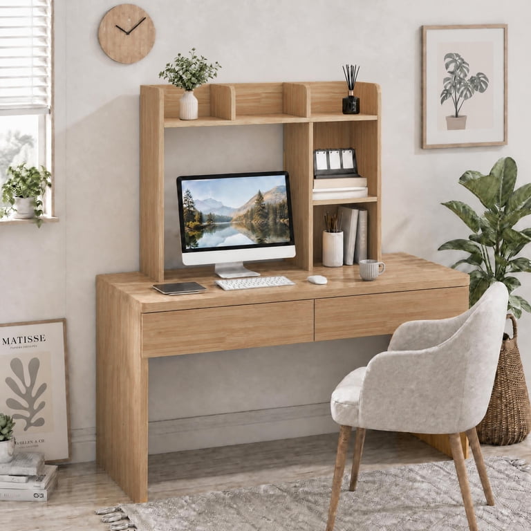 Costway Desk Bookshelf Organizer, Natural Wood photo 5