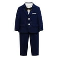 thumbnail image 5 of 5 PCS Boys' Formal Dresswear Suits Set Gentlemen Wedding Ring Bearer Outfits Blazer Dress Shirts Pants Vest Bowtie 5 Years, Blue, 5 of 7