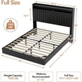 thumbnail image 2 of Full Size Floating Bed Frame with RGB LED Lights & Charging Station, Upholstered Platform Bed with Storage Headboard, 50" Tall Leather Headboard, No Box Spring, Noise-Free Design, 2 of 8