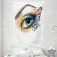 thumbnail image 1 of Eye Tapestry, Fantasy Woman's Eye Make Up Butterfly Wing Vibrant Colors Eyelashes Female Looking, Wall Hanging for Bedroom Living Room Dorm Decor, 60W X 80L Inches, Multicolor, by Ambesonne, 1 of 2