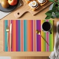 thumbnail image 2 of Mexican Style Placemats Set of 8 Colorful Mexico Stripes Orange Purple Place Mats Indoor Wipeable Table Mats Washable Cloth Dining Table Placemats for Kitchen Holiday Party Home Decor 13x19 Inch, 2 of 9