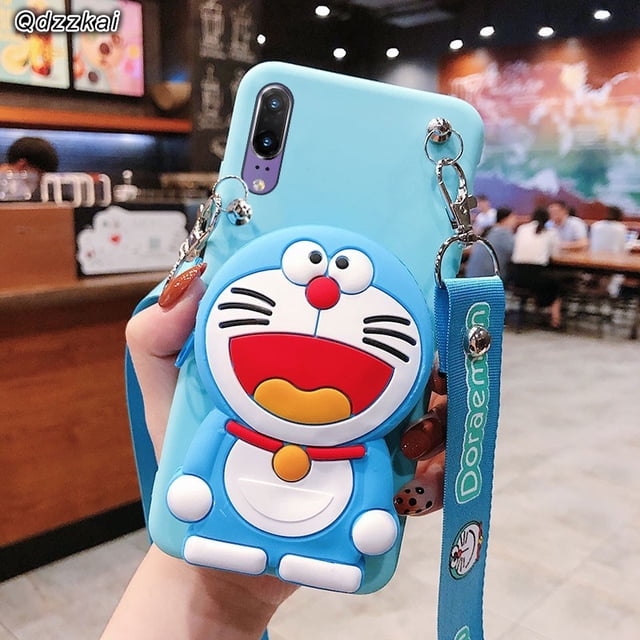 3D Zipper Bag Casing Samsung Galaxy Note 20 Ultra 10 Pro 5 8 9 S20 FE S22 S21 S20 Ultra S8 S9 S10 Plus S7 Edge M51 M31s M30 M30s Cute Cartoon Pikachu Doraemon Wallet Strap Phone Cover Case