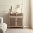 thumbnail image 4 of Art Leon Rustic Storage Cabinet with 2-Door&1Drawers Rattan Decoration Wood Finish,Oak Kitchen Console Table,Gray, 4 of 7