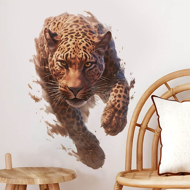Adhesivo de pared Fierce Running Leopard PVC 40 x 60 cm