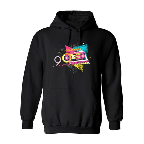 90's Nostalgic Party Hoodie Men -Image by Shutterstock, Male Small