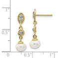 thumbnail image 4 of Primal Gold 14 Karat Yellow Gold and Rhodium 6-7mm Semi-round Freshwater cultured Pearl .02ct Diamond Dangle Earrings, 4 of 4