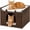Brown, variant on Cat Bed with Ears - Handwoven Rattan Cat Cave House for Indoor Kittens, Foldable Hideaway with 2 Removable Cushions, 16.5x16.5x13.2 Inch Natural Pet Cube for Living Room/Bedroom Natural