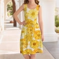 thumbnail image 2 of Ruyang Dresses for Teen Girls Flower Print Crew Neck Sleeveless Tank Dresses Summer A-line Swing Beach Vacation Sundress, 2 of 4