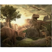 Jurassic Dinosaur Blanket Super Soft Silk Touch Plush Fleece Throw 50" X 60"