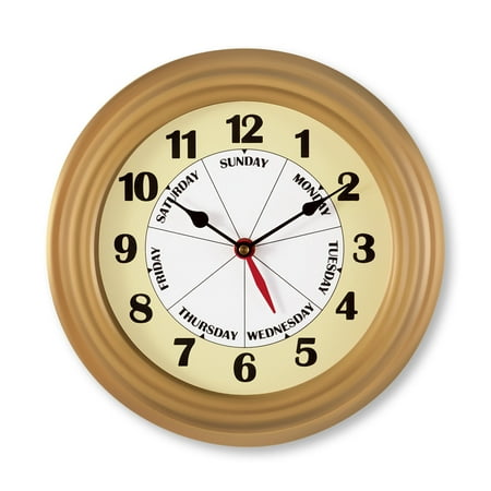 Lake Time Wall Clock Framed Week Day Wall Clock Displays the Time and Day of the Week with Bold, Easy-to-read Letters and Numbers ()