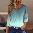 thumbnail image 2 of Huresd Golf Shirts for Women V Neck 3/4 Sleeve Tops Polo Shirts Color Block Golf Clothes for Women Cyan 2XL, 2 of 5