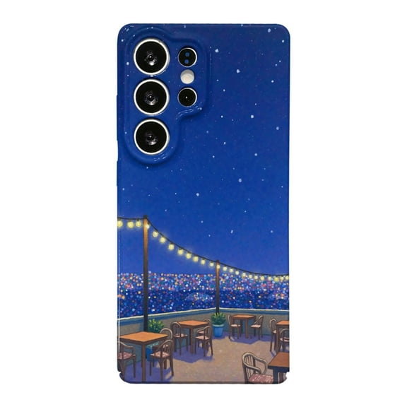 SKLYDDI Multicolor Serene City Skyline Nighttime for Galaxy S25 Ultra Case - TPU, Tables & Plants, Aesthetic