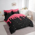 thumbnail image 2 of Castle Fairy Ice Cream Drip Queen Bedding 7pcs, Stars Print Bedding Comforter Set Queen,Black Pink,Black Reversible, 2 of 7