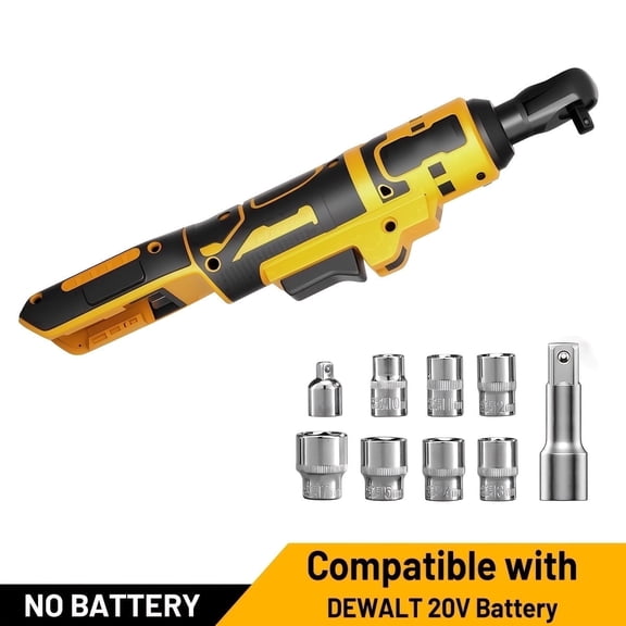 3/8" Cordless Ratchet Wrench for Dewalt 20V Battery, Electric Ratchet Set 45 Ft-lbs (60 N.m), Variable Speed control, 580RPM Power, 8 Sockets(Tool Only)