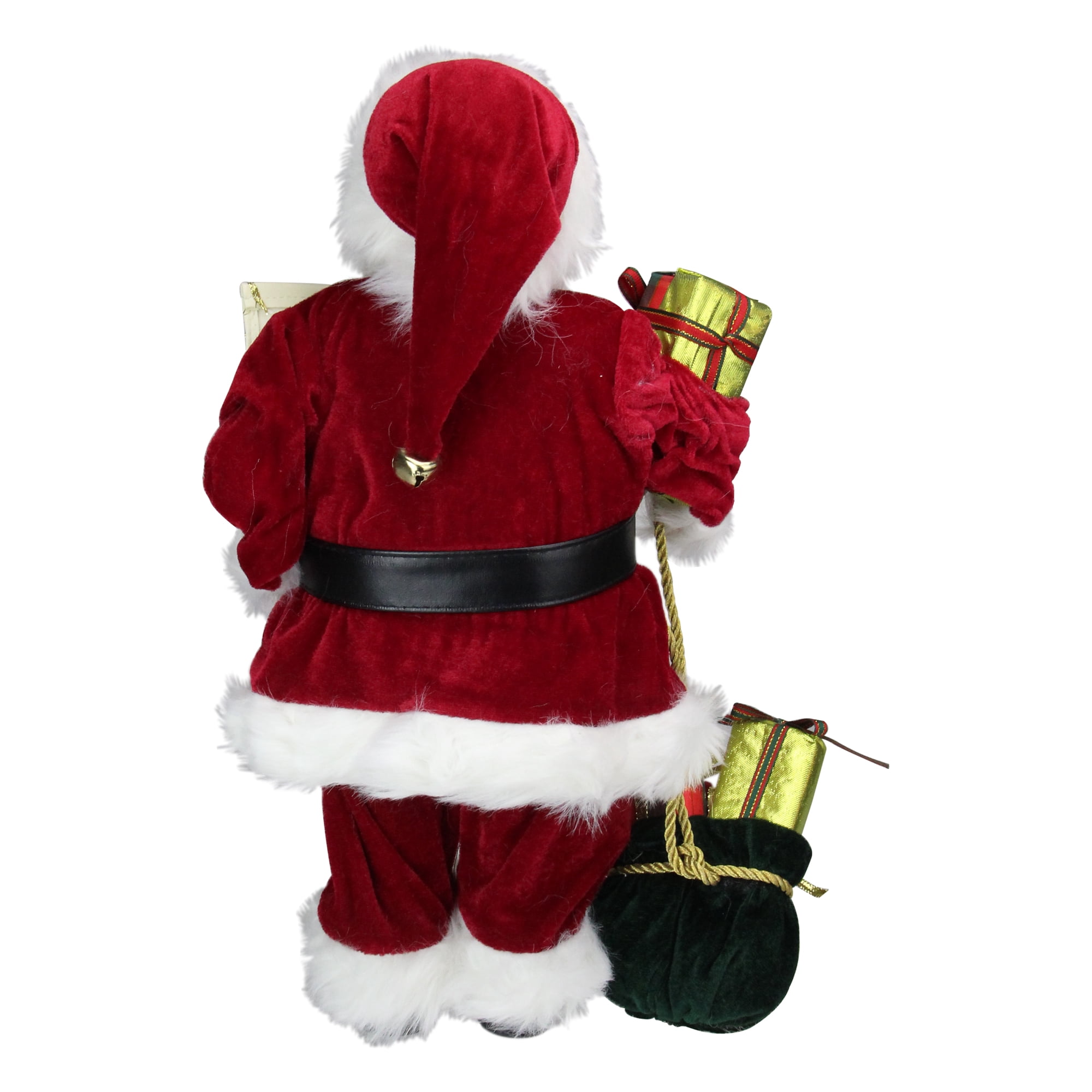 16" Traditional Standing Santa Claus Christmas Figure with Name List and Gift Bag