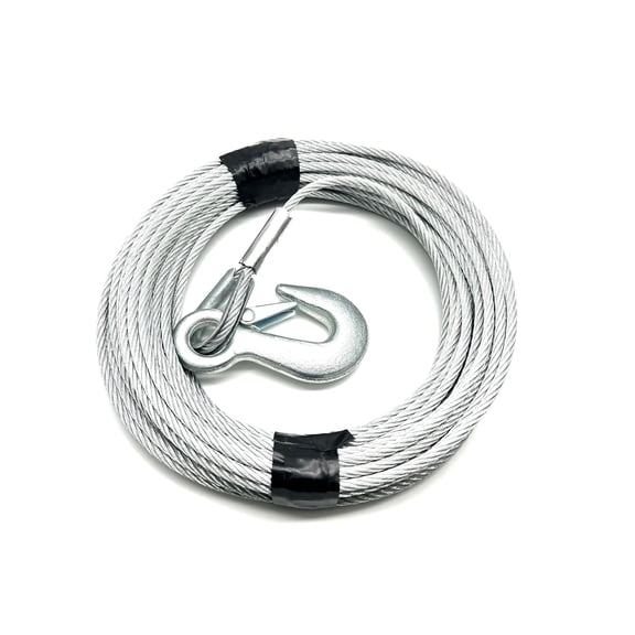 Galvanized ATV & Boat Winch Cable 3/16" x 50 ft with Latch Hook