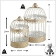 thumbnail image 3 of Hamptons Romantic Gold Bird Cages, Set of 2, Decorative, Table Top Centerpieces, Latch Top, Metal, Handmade, 11.75 and 15.75 Inches, 3 of 6