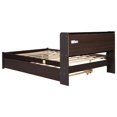 thumbnail image 5 of Platform Bed Full Size, 2-in-1 Full Platform Bed with Twin Trundle Bed and Storage Headboard Shelves, Wooden Storage Bed Frame with Slats Support for Boys Girls Adults Bedroom, Espresso, 5 of 7