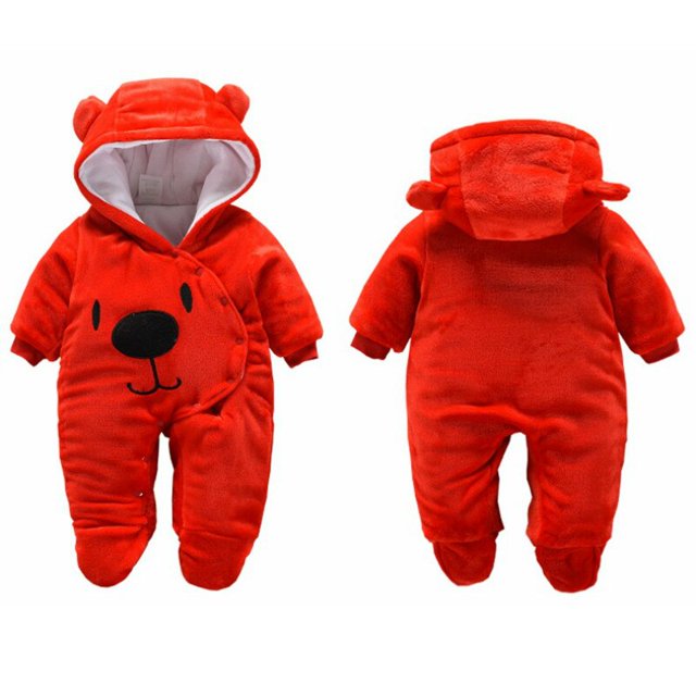 Conjunto de ropa de invierno para bebés, pelele para niñas, mono de manga larga, mono, Sudadera con capucha para niños, niños de dibujos animados, abrigos gruesos y cálidos de 1 año y 3M Gao Jinjia LED