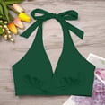 thumbnail image 5 of HNMKIU Women's Elegant Strappy V-Neck Solid Full Coverage Tankini Top For Beach and Pool Bathing Suits for Women Z01_Dark Green,M, 5 of 6