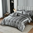 thumbnail image 2 of Move Over Gray Satin Bed in a Bag Queen Size 8 Pieces Silky Like Satin Luxurious Comforter Set with Sheet Set, 2 of 7