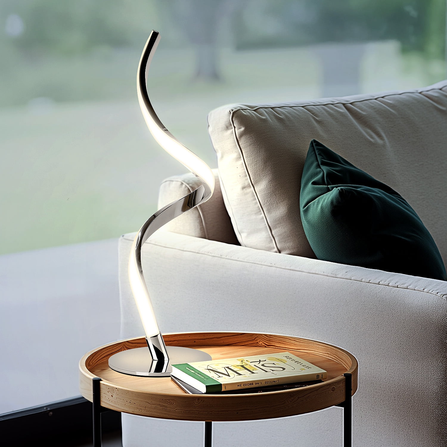 Modern Spiral Table Lamp -Touch Control Bedside Lamp, 3 Colors & Fully Stepless Dimmable Nightstand Lamps for Bedroom, Living Room & Office(3000K 4000K 5000K)