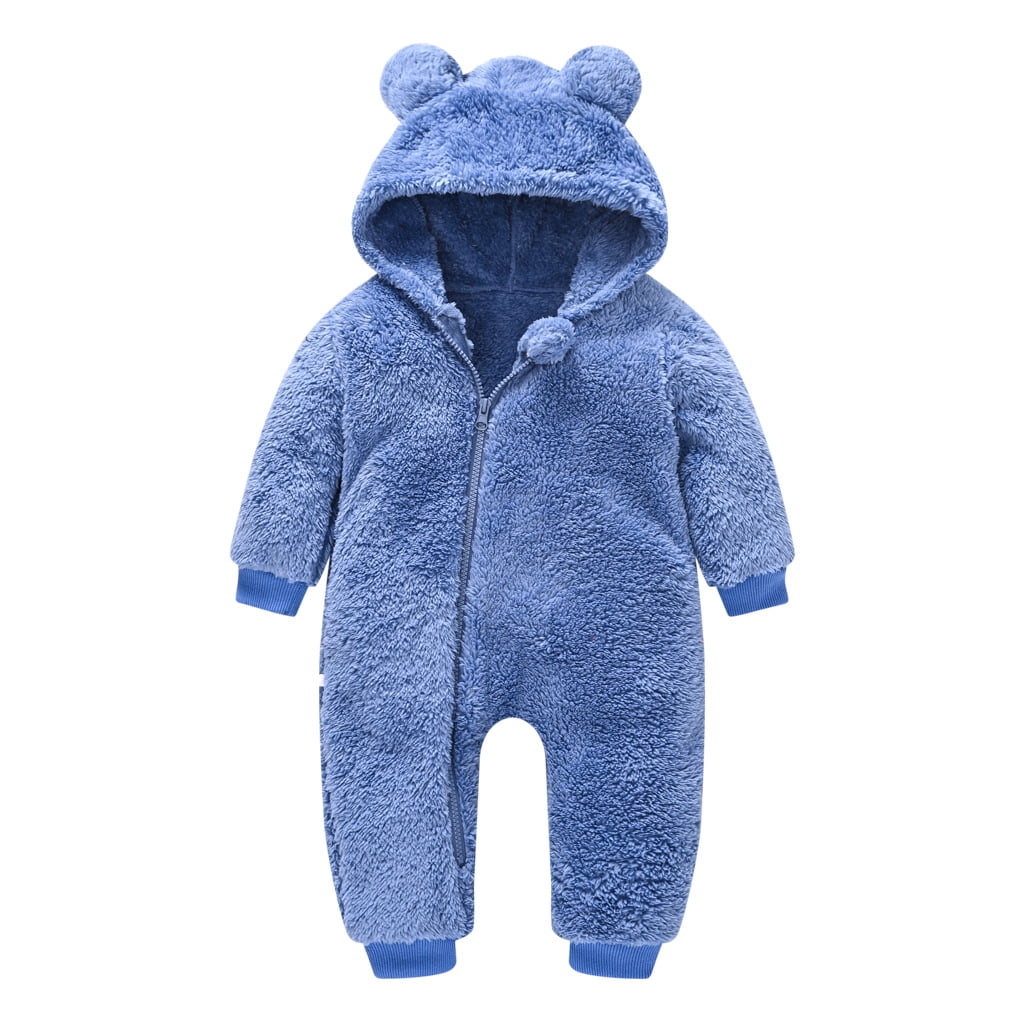 Esaierr Newborn Baby Girls Boys Snowsuit 6 Months-3 Years Fleece Jacket Ears Hooded Jumpsuit Infant Onesie Winter Romper Outwear