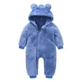 thumbnail image 2 of Godderr 6M-3Y Toddler Newborn Baby Rompers Ear Hooded Jumpsuit Ears Fleece Jumpsuit Outwear Long Sleeve Zipper Winter Coat Outfits for Baby Girls Jumpsuit, 2 of 5
