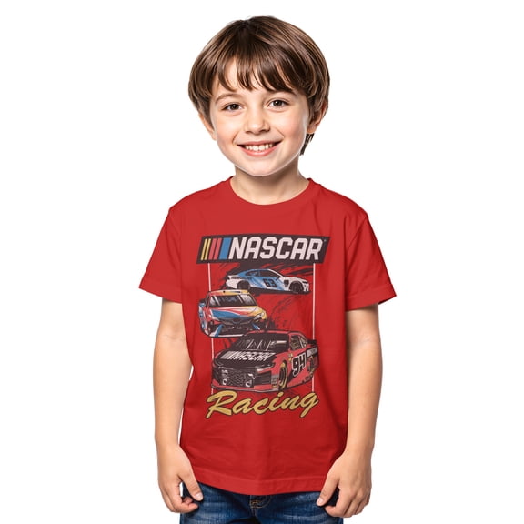 Boys NASCAR Racing Cars Retro Sketch T Shirt