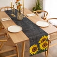 thumbnail image 3 of Sunflower Table Runner - 60 Inch Long, Kitchen Dining Table Runner Dresser Scarves, Yellow Spring Flora Summer Botanical Black Farmhouse Decor for Coffee Tables Wedding Party Banquet, 3 of 8