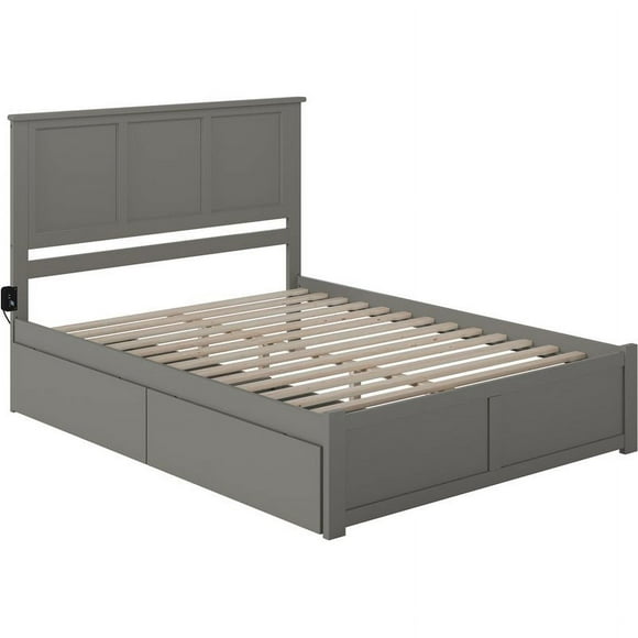 Pemberly Row Traditional Styled King Storage Platform Bed in Gray