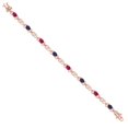 thumbnail image 3 of Gem Stone King 18K Rose Gold Plated Silver Red Ruby and Blue Sapphire and Lab Grown Diamond Bracelet for Women | 4.63 Cttw | Gemstone July Birthstone | Oval 6X4MM | Length 7.25 inches, 3 of 6