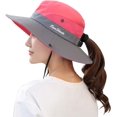 thumbnail image 2 of Sombrero de sol con cola de caballo para mujer, protección UV, malla plegable, ala ancha, sombrero de pesca para playa, 2 of 5