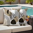 thumbnail image 4 of 2 Pack Outdoor Waterproof Throw Pillow Covers,Brown Mid Century Abstract Boho Lines Decorative Square Pillow Case Patio Pillowcases for Chair Couch Sofa 18x18in, 4 of 9