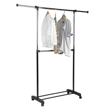 Whitmor Adjustable 2-Rod Garment Rack Black & Chrome