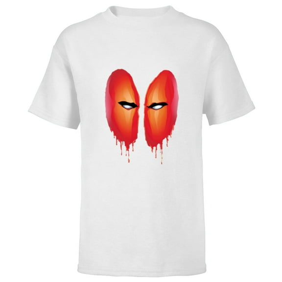 Marvel Deadpool Blood Drip Eyes Mask Comic Art - Short Sleeve T-Shirt for Kids - Customized-White
