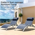 thumbnail image 6 of JERFIT 2-Pack Outdoor Chaise Lounge Chairs, Adjustable Patio Recliners with Removable Pillow, Water-Resistant Textilene & Aluminum Frame for Pool, Beach, Garden (Blue), 6 of 6