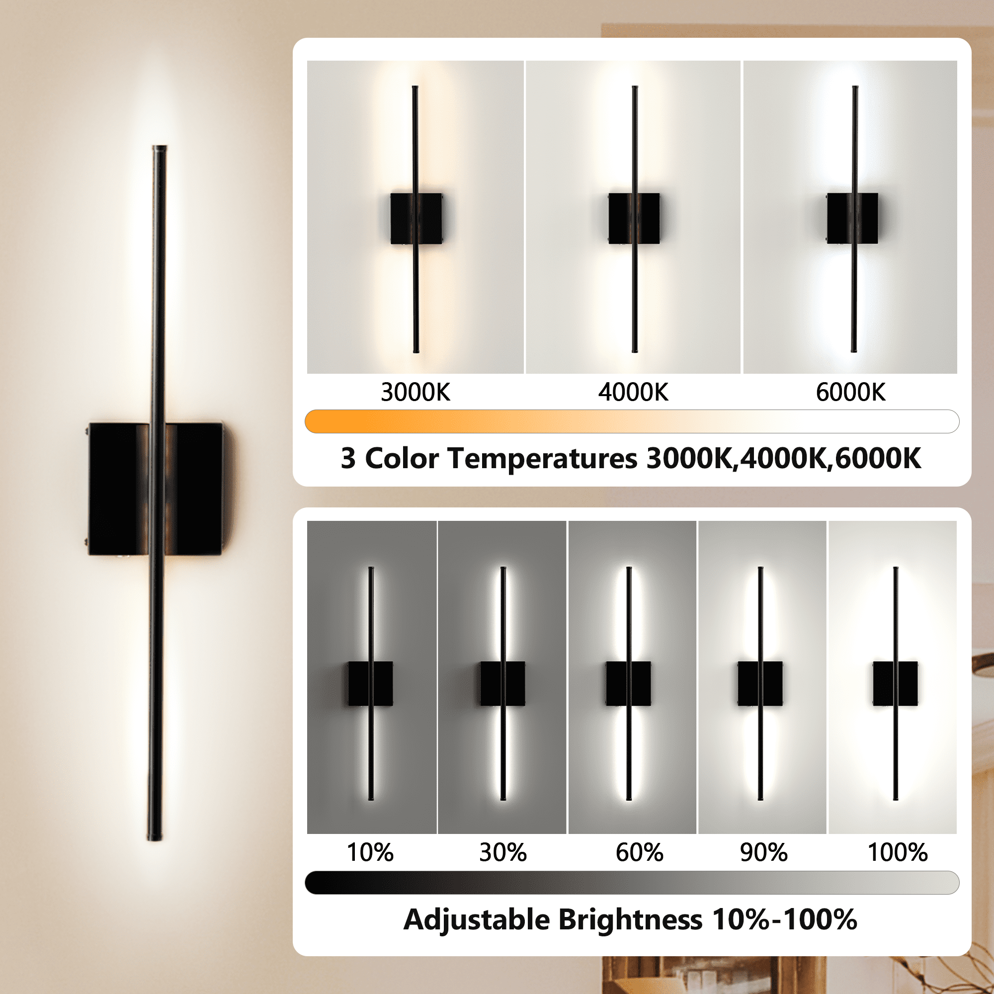 Battery Operated Wall Sconces with Remote Control (2 Pack), 8000mAh LED Rechargeable Wall Lamp for Bedroom