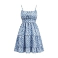 thumbnail image 5 of Levmjia Womens Floral Print Cami Mini Dress With Ruffle Hem Spaghetti Strap Flowy Casual Lightweight Sundress For Beach Vacations Breathable Summer Daily Wear, 5 of 6